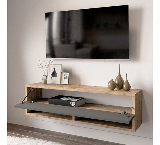Έπιπλο τηλεόρασης επιτοίχιο Handra ανθρακί-oak 100x31,5x29εκ Υλικό: CLIPBOARD WITH MELAMINE COATING 18mm - MDF 176-000022 Έπιπλο τηλεόρασης επιτοίχιο Handra ανθρακί-oak 100x31,5x29εκ Υλικό: CLIPBOARD WITH MELAMINE COATING 18mm - MDF 176-000022