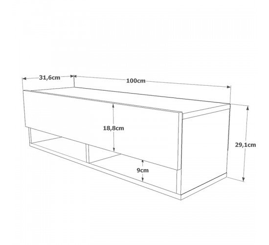 Έπιπλο τηλεόρασης επιτοίχιο Handra ανθρακί-oak 100x31,5x29εκ Υλικό: CLIPBOARD WITH MELAMINE COATING 18mm - MDF 176-000022