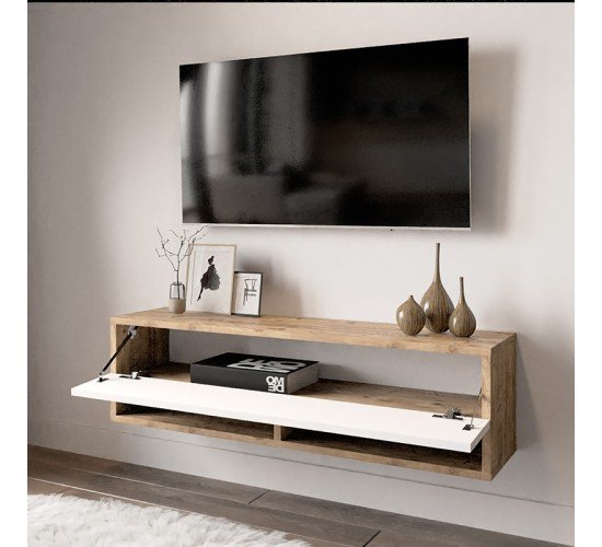Έπιπλο τηλεόρασης επιτοίχιο Roscoe λευκό-oak 100x31.5x29.5εκ Υλικό: CLIPBOARD WITH MELAMINE COATING 18mm - MDF 176-000031 Έπιπλο τηλεόρασης επιτοίχιο Roscoe λευκό-oak 100x31.5x29.5εκ Υλικό: CLIPBOARD WITH MELAMINE COATING 18mm - MDF 176-000031