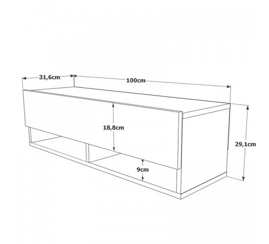 Έπιπλο τηλεόρασης επιτοίχιο Roscoe λευκό-oak 100x31.5x29.5εκ Υλικό: CLIPBOARD WITH MELAMINE COATING 18mm - MDF 176-000031