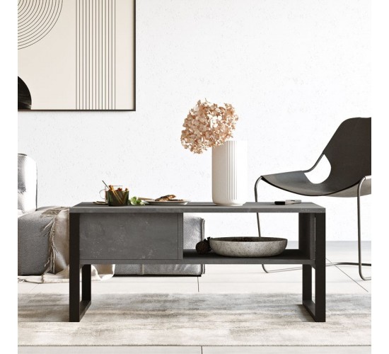 Τραπέζι σαλονιού Honora ανθρακί antique-μαύρο 100x60x44.5εκ Υλικό: CLIPBOARD WITH MELAMINE COATING - METAL 176-000033 Τραπέζι σαλονιού Honora ανθρακί antique-μαύρο 100x60x44.5εκ Υλικό: CLIPBOARD WITH MELAMINE COATING - METAL 176-000033