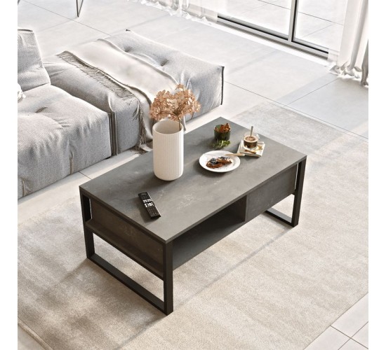 Τραπέζι σαλονιού Honora ανθρακί antique-μαύρο 100x60x44.5εκ Υλικό: CLIPBOARD WITH MELAMINE COATING - METAL 176-000033 Τραπέζι σαλονιού Honora ανθρακί antique-μαύρο 100x60x44.5εκ Υλικό: CLIPBOARD WITH MELAMINE COATING - METAL 176-000033