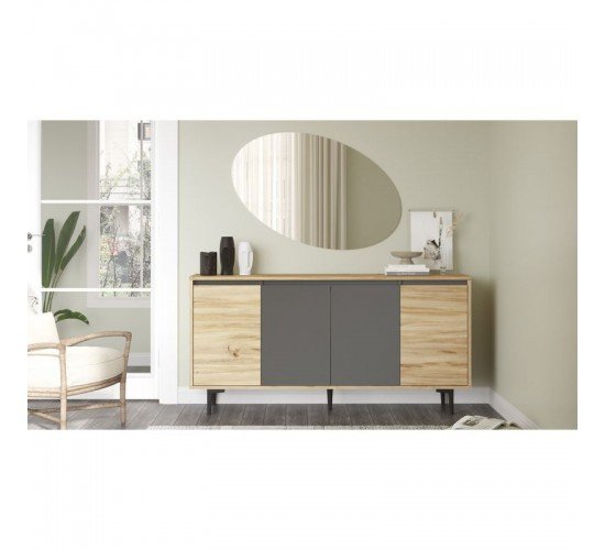 Μπουφές Augusta oak-ανθρακί 160x40x78.5εκ Υλικό: CLIPBOARD WITH MELAMINE COATING - PP 176-000036 Μπουφές Augusta oak-ανθρακί 160x40x78.5εκ Υλικό: CLIPBOARD WITH MELAMINE COATING - PP 176-000036