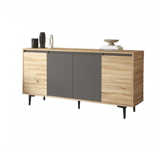 Μπουφές Augusta oak-ανθρακί 160x40x78.5εκ Υλικό: CLIPBOARD WITH MELAMINE COATING - PP 176-000036 Μπουφές Augusta oak-ανθρακί 160x40x78.5εκ Υλικό: CLIPBOARD WITH MELAMINE COATING - PP 176-000036