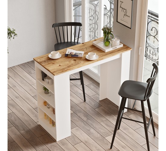 Τραπέζι μπαρ Riff λευκό-sonoma 120x51.5x101.5εκ Υλικό: CLIPBOARD WITH MELAMINE COATING 18mm 176-000052 Τραπέζι μπαρ Riff λευκό-sonoma 120x51.5x101.5εκ Υλικό: CLIPBOARD WITH MELAMINE COATING 18mm 176-000052