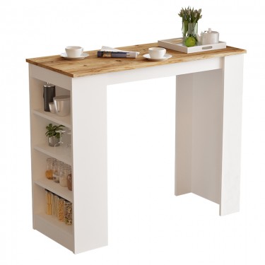 Τραπέζι μπαρ Riff λευκό-oak 120x51.5x101.5εκ Υλικό: CLIPBOARD WITH MELAMINE COATING  18mm 176-000052