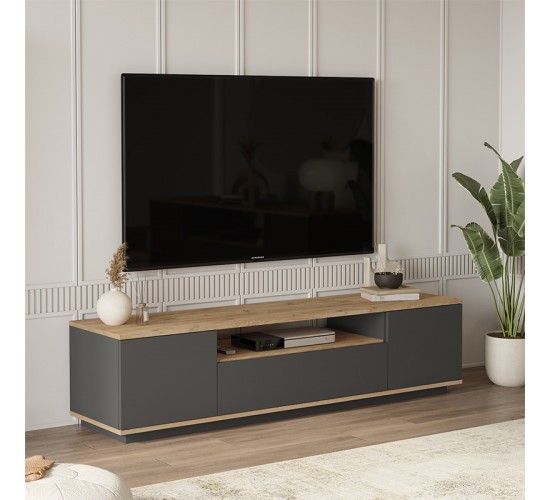 Έπιπλο τηλεόρασης Soren sonoma-ανθρακί 180x.44.5x44.6εκ Υλικό: CLIPBOARD WITH MELAMINE COATING 18mm - MDF 176-000056 Έπιπλο τηλεόρασης Soren sonoma-ανθρακί 180x.44.5x44.6εκ Υλικό: CLIPBOARD WITH MELAMINE COATING 18mm - MDF 176-000056