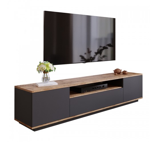 Έπιπλο τηλεόρασης Soren sonoma-ανθρακί 180x.44.5x44.6εκ Υλικό: CLIPBOARD WITH MELAMINE COATING 18mm - MDF 176-000056 Έπιπλο τηλεόρασης Soren sonoma-ανθρακί 180x.44.5x44.6εκ Υλικό: CLIPBOARD WITH MELAMINE COATING 18mm - MDF 176-000056