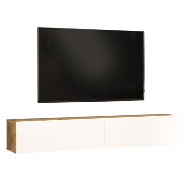 Έπιπλο τηλεόρασης επιτοίχιο Dello λευκό-oak 180x31.6x29.6εκ Υλικό: CLIPBOARD WITH MELAMINE COATING 18mm - MDF 176-000059