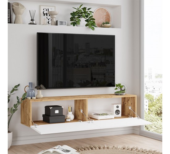 Έπιπλο τηλεόρασης επιτοίχιο Serit λευκό-sonoma 140x31.6x29.6εκ Υλικό: CLIPBOARD WITH MELAMINE COATING 18mm - MDF 176-000062 Έπιπλο τηλεόρασης επιτοίχιο Serit λευκό-sonoma 140x31.6x29.6εκ Υλικό: CLIPBOARD WITH MELAMINE COATING 18mm - MDF 176-000062