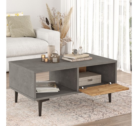 Τραπέζι σαλονιού Jethro cement-sonoma 90x51x40.6εκ Υλικό: CLIPBOARD WITH MELAMINE COATING 18mm - MDF - METAL 176-000073 Τραπέζι σαλονιού Jethro cement-sonoma 90x51x40.6εκ Υλικό: CLIPBOARD WITH MELAMINE COATING 18mm - MDF - METAL 176-000073