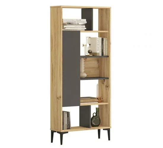 Βιβλιοθήκη Neville φυσικό-ανθρακί 72x25x163.3εκ Υλικό: CLIPBOARD WITH MELAMINE COATING 18mm - METAL - MDF 176-000074 Βιβλιοθήκη Neville φυσικό-ανθρακί 72x25x163.3εκ Υλικό: CLIPBOARD WITH MELAMINE COATING 18mm - METAL - MDF 176-000074