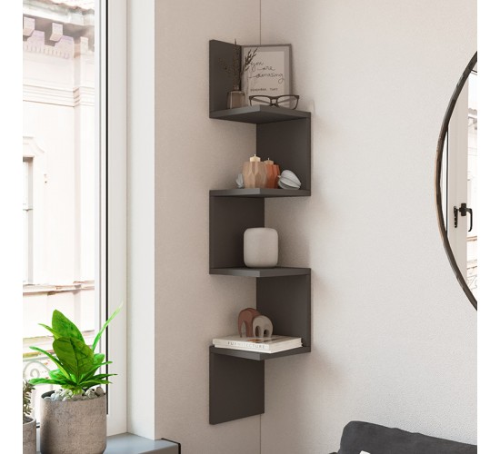 Ραφιέρα τοίχου Belinda ανθρακί 22x22x117.2εκ Υλικό: CLIPBOARD WITH MELAMINE COATING  - PP 176-000079