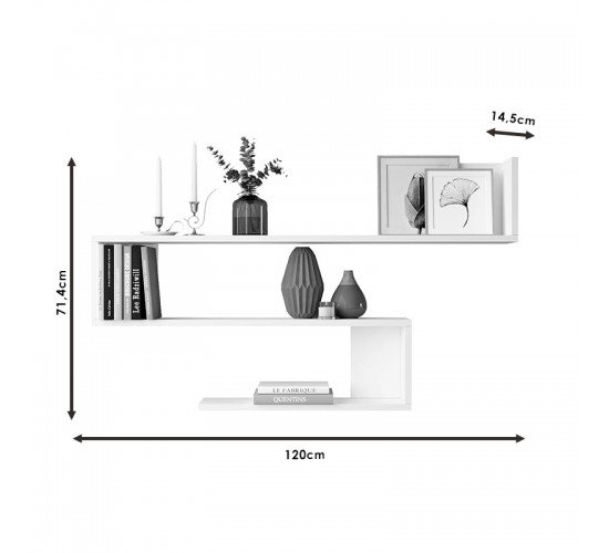 Ραφιέρα τοίχου Belinda λευκό 120x14.5x71.4εκ Υλικό: CLIPBOARD WITH MELAMINE COATING  - PP 176-000081