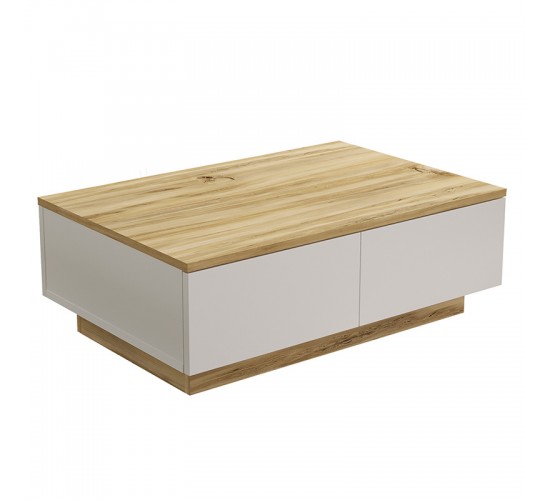 Τραπέζι σαλονιού Thunder sonoma-λευκό 90x60x31.5εκ Υλικό: CLIPBOARD WITH MELAMINE COATING 18mm - MDF - METAL 176-000106 Τραπέζι σαλονιού Thunder sonoma-λευκό 90x60x31.5εκ Υλικό: CLIPBOARD WITH MELAMINE COATING 18mm - MDF - METAL 176-000106