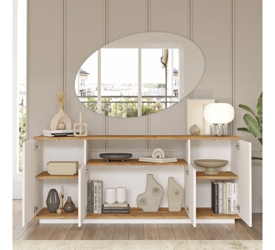Μπουφές Placefol μελαμίνης λευκό-φυσικό 180x44.5x75εκ Υλικό: Melamine Chipboard 176-000137 Μπουφές Placefol μελαμίνης λευκό-φυσικό 180x44.5x75εκ Υλικό: Melamine Chipboard 176-000137