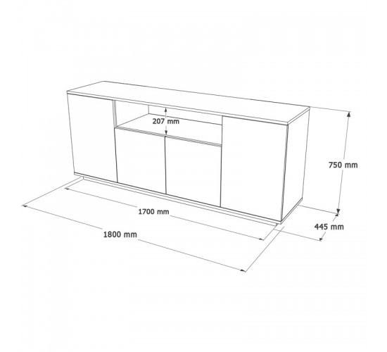 Μπουφές Placefol μελαμίνης λευκό-φυσικό 180x44.5x75εκ Υλικό: Melamine Chipboard 176-000137