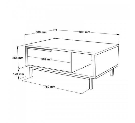 Τραπέζι σαλονιού Frixton μελαμίνης φυσικό-μαύρο 90x60x37.5εκ Υλικό: Melamine Chipboard - Iron 176-000138