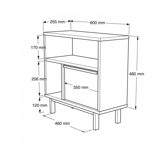 Βοηθητικό τραπέζι Vercade μελαμίνης φυσικό-μαύρο 60x25.5x60εκ Υλικό: Melamine Chipboard - Iron 176-000144
