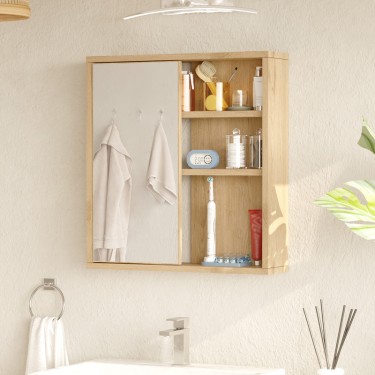 Ντουλάπι μπάνιου Bagno με καθρέπτη oak 60x14.5x63.6εκ Υλικό: 18mm Melamine Particleboard 176-000196