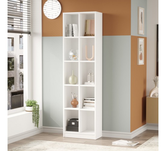 Βιβλιοθήκη Oteca 10θέσεων σε λευκή απόχρωση 51.1x25.4x180εκ Υλικό: 18mm Melamine Particleboard 176-000199 Βιβλιοθήκη Oteca 10θέσεων σε λευκή απόχρωση 51.1x25.4x180εκ Υλικό: 18mm Melamine Particleboard 176-000199