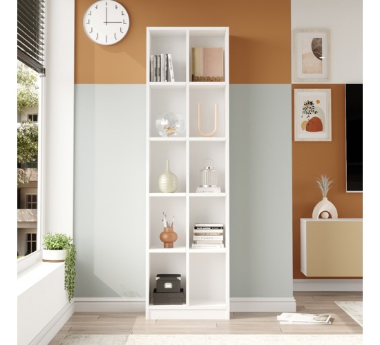 Βιβλιοθήκη Oteca 10θέσεων σε λευκή απόχρωση 51.1x25.4x180εκ Υλικό: 18mm Melamine Particleboard 176-000199 Βιβλιοθήκη Oteca 10θέσεων σε λευκή απόχρωση 51.1x25.4x180εκ Υλικό: 18mm Melamine Particleboard 176-000199