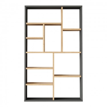 Βιβλιοθήκη Boteca 10θέσεων σε oak-ανθρακί απόχρωση 75x22x123.6εκ Υλικό: 18mm Melamine Particleboard 176-000201
