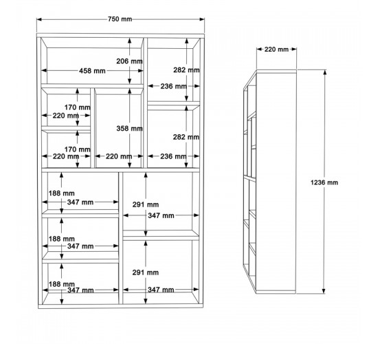 Βιβλιοθήκη Boteca 10θέσεων σε λευκή απόχρωση 75x22x123.6εκ Υλικό: 18mm Melamine Particleboard 176-000202 Βιβλιοθήκη Boteca 10θέσεων σε λευκή απόχρωση 75x22x123.6εκ Υλικό: 18mm Melamine Particleboard 176-000202