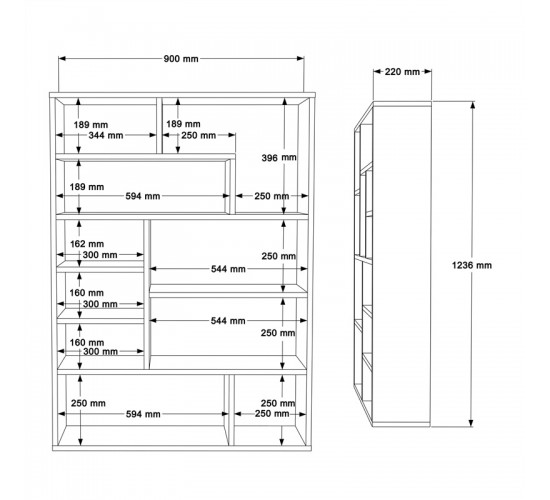 Βιβλιοθήκη Decora σε φυσική-ανθρακί απόχρωση 90x22x123.6εκ Υλικό: 18mm Melamine Particleboard 176-000203 Βιβλιοθήκη Decora σε φυσική-ανθρακί απόχρωση 90x22x123.6εκ Υλικό: 18mm Melamine Particleboard 176-000203