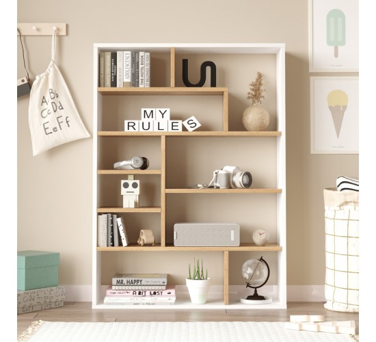 Βιβλιοθήκη Decora σε φυσικό-λευκό απόχρωση 90x22x123.6εκ Υλικό: 18mm Melamine Particleboard 176-000204 Βιβλιοθήκη Decora σε φυσικό-λευκό απόχρωση 90x22x123.6εκ Υλικό: 18mm Melamine Particleboard 176-000204