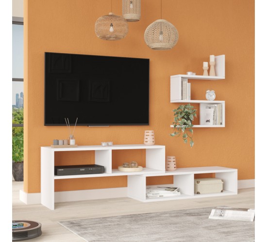 Σύνθετο σαλονιού Kakomo σε λευκή απόχρωση 170x29.5x43εκ Υλικό: 18mm Melamine Particleboard 176-000221 Σύνθετο σαλονιού Kakomo σε λευκή απόχρωση 170x29.5x43εκ Υλικό: 18mm Melamine Particleboard 176-000221