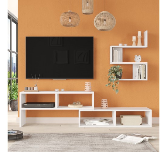 Σύνθετο σαλονιού Kakomo σε λευκή απόχρωση 170x29.5x43εκ Υλικό: 18mm Melamine Particleboard 176-000221 Σύνθετο σαλονιού Kakomo σε λευκή απόχρωση 170x29.5x43εκ Υλικό: 18mm Melamine Particleboard 176-000221