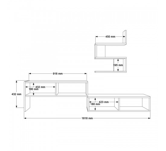 Σύνθετο σαλονιού Kakomo σε λευκή απόχρωση 170x29.5x43εκ Υλικό: 18mm Melamine Particleboard 176-000221 Σύνθετο σαλονιού Kakomo σε λευκή απόχρωση 170x29.5x43εκ Υλικό: 18mm Melamine Particleboard 176-000221