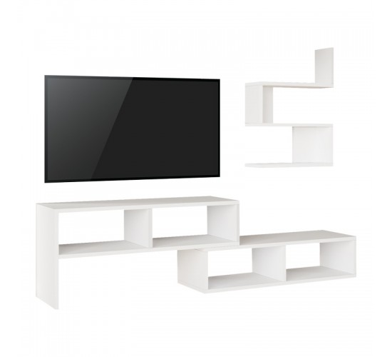 Σύνθετο σαλονιού Kakomo σε λευκή απόχρωση 170x29.5x43εκ Υλικό: 18mm Melamine Particleboard 176-000221 Σύνθετο σαλονιού Kakomo σε λευκή απόχρωση 170x29.5x43εκ Υλικό: 18mm Melamine Particleboard 176-000221