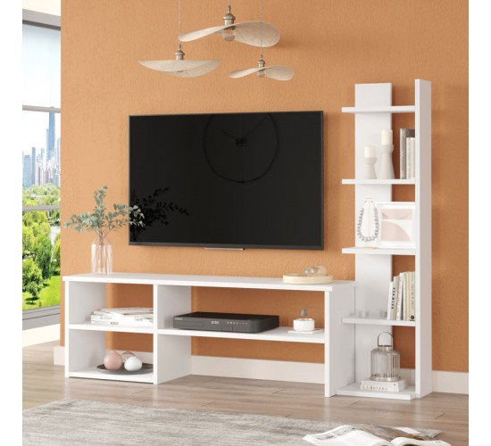 Σύνθετο σαλονιού Perla σε λευκή απόχρωση 120x29.5x41,8εκ Υλικό: 18mm Melamine Particleboard 176-000223 Σύνθετο σαλονιού Perla σε λευκή απόχρωση 120x29.5x41,8εκ Υλικό: 18mm Melamine Particleboard 176-000223