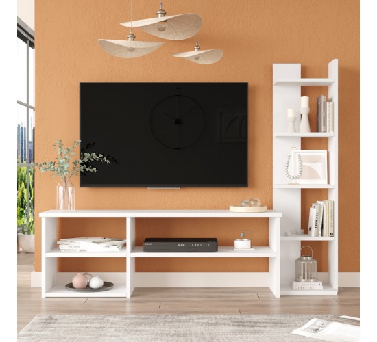 Σύνθετο σαλονιού Perla σε λευκή απόχρωση 120x29.5x41,8εκ Υλικό: 18mm Melamine Particleboard 176-000223 Σύνθετο σαλονιού Perla σε λευκή απόχρωση 120x29.5x41,8εκ Υλικό: 18mm Melamine Particleboard 176-000223