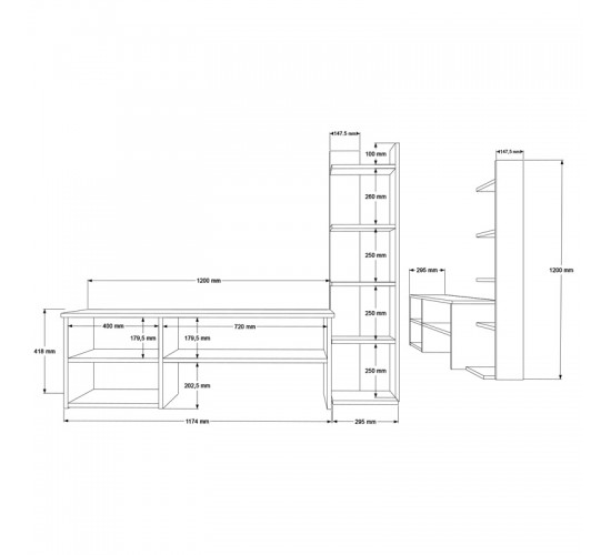 Σύνθετο σαλονιού Perla σε λευκή απόχρωση 120x29.5x41,8εκ Υλικό: 18mm Melamine Particleboard 176-000223 Σύνθετο σαλονιού Perla σε λευκή απόχρωση 120x29.5x41,8εκ Υλικό: 18mm Melamine Particleboard 176-000223