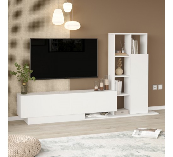 Σύνθετο σαλονιού Damon σε λευκή απόχρωση 140x29.5x39.5εκ Υλικό: 18mm Melamine Particleboard 176-000225 Σύνθετο σαλονιού Damon σε λευκή απόχρωση 140x29.5x39.5εκ Υλικό: 18mm Melamine Particleboard 176-000225