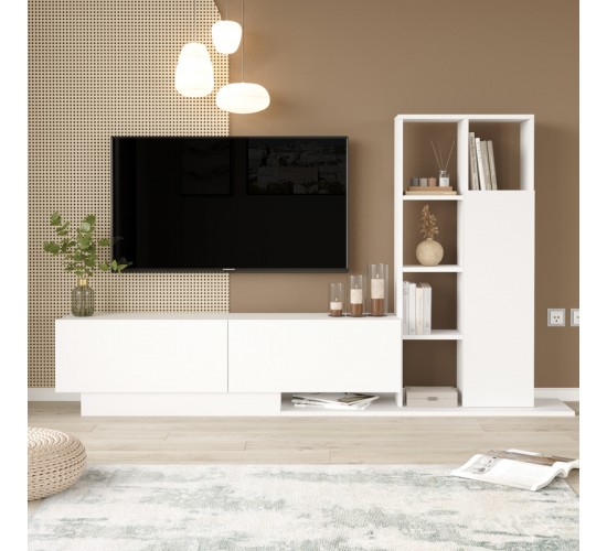 Σύνθετο σαλονιού Damon σε λευκή απόχρωση 140x29.5x39.5εκ Υλικό: 18mm Melamine Particleboard 176-000225 Σύνθετο σαλονιού Damon σε λευκή απόχρωση 140x29.5x39.5εκ Υλικό: 18mm Melamine Particleboard 176-000225