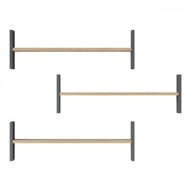 Ραφιέρα τοίχου Mento oak με ανθρακί 75,6x14,5x23,6εκ Υλικό: 18mm Melamine Particleboard 176-000236