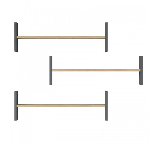 Ραφιέρα τοίχου Mento oak με ανθρακί 75,6x14,5x23,6εκ Υλικό: 18mm Melamine Particleboard 176-000236