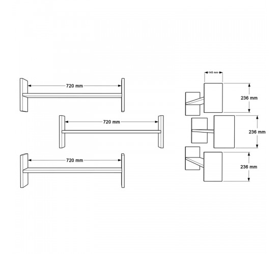 Ραφιέρα τοίχου Mento oak με ανθρακί 75,6x14,5x23,6εκ Υλικό: 18mm Melamine Particleboard 176-000236