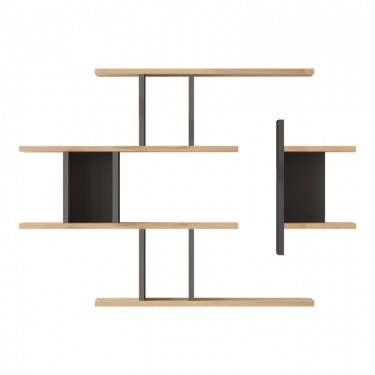 Ραφιέρα τοίχου Ledia oak με ανθρακί 110,6x14,5x78εκ Υλικό: 18mm Melamine Particleboard 176-000238