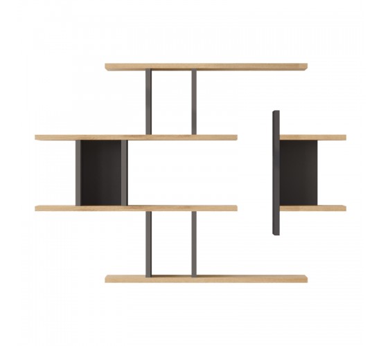 Ραφιέρα τοίχου Ledia oak με ανθρακί 110,6x14,5x78εκ Υλικό: 18mm Melamine Particleboard 176-000238
