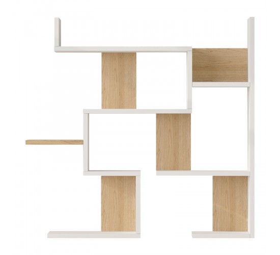 Ραφιέρα τοίχου Maze λευκό με oak 93,3x14,5x90εκ Υλικό: 18mm Melamine Particleboard 176-000239