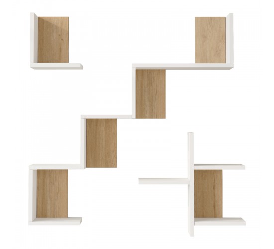 Ραφιέρα τοίχου Verso λευκό με oak 99,4x14,5x103εκ Υλικό: 18mm Melamine Particleboard 176-000241