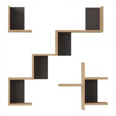 Ραφιέρα τοίχου Verso oak με ανθρακί 99,4x14,5x103εκ Υλικό: 18mm Melamine Particleboard 176-000242