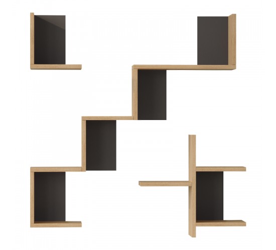 Ραφιέρα τοίχου Verso oak με ανθρακί 99,4x14,5x103εκ Υλικό: 18mm Melamine Particleboard 176-000242