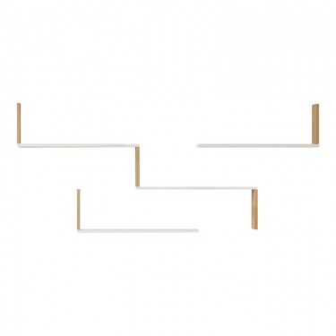 Ραφιέρα τοίχου Flear λευκό με oak 179x14,5x76,2εκ Υλικό: 18mm Melamine Particleboard 176-000243