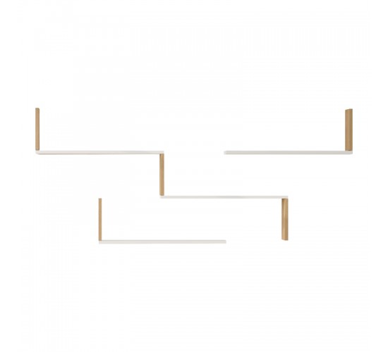 Ραφιέρα τοίχου Flear λευκό με oak 179x14,5x76,2εκ Υλικό: 18mm Melamine Particleboard 176-000243